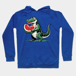 Alligator eats watermelon Hoodie